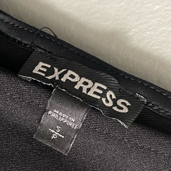 Express V Neck Peplum Zipper Back Tank Top Black Womens Size Small - Picture 3 of 6